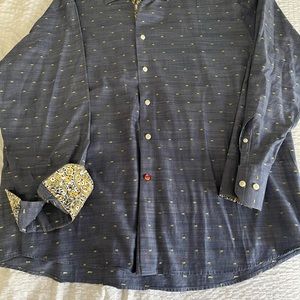 Men’s Tallia Button Down Shirt. Blue, Yellow, and White. Size XL